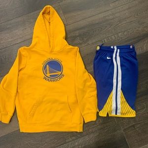 GOLDEN STATE WARRIORS hoodie & shorts youth large